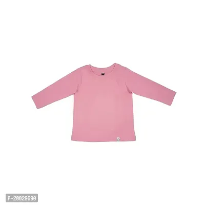 Gingerbread Pure Cotton, Full Sleeve, Round Neck  Solid Tshirt for Girls Pink-thumb0