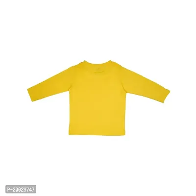 Gingerbread Pure Cotton, Full Sleeve, Round Neck  Solid Tshirt for Girls Yellow-thumb2