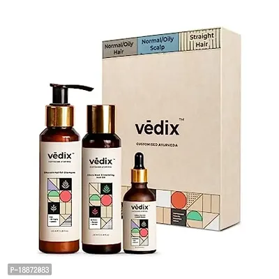Vedix Ayurvedic Hair Fall Control Kit | Customized for Normal/Oily Hair - Normal-Oily Scalp  Straight Hair - Pack of 3 | Berberis  Banyan Anti Hair Fall Oil + Shampoo + Hair Growth Serum-thumb0