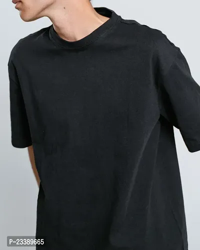 Mens Plain Black Tshirt-thumb4