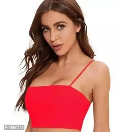 Comfortable Red Cotton Solid Lightly Padded Fancy Bra For Women-thumb0