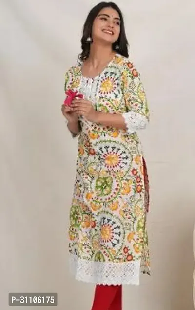 Stylish Multicoloured Rayon Printed Stitched Kurta For Women-thumb0