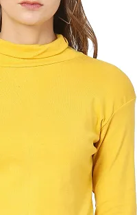 NALAX DESIGNS Women's Bodycon Designer Western Full Sleeve High Neck Knee Length Dress | Cotton Lycra |Yellow (ND-04-YLO-L) (Large)-thumb2