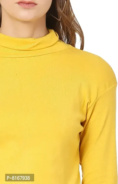 NALAX DESIGNS Women's Bodycon Designer Western Full Sleeve High Neck Knee Length Dress | Cotton Lycra |Yellow (ND-04-YLO-L) (Large)-thumb3