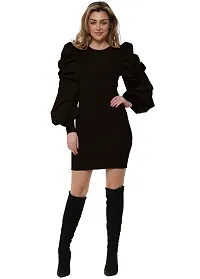 NALAX DESIGNS Women's Bodycon Designer Western Dress | Cotton Lycra |Black (ND-36-BL-M) (Medium)-thumb3