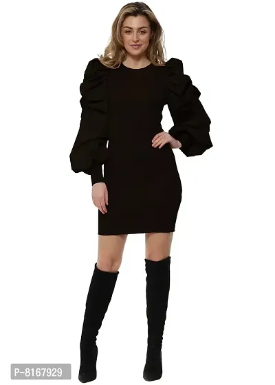 NALAX DESIGNS Women's Bodycon Designer Western Dress | Cotton Lycra |Black (ND-36-BL-M) (Medium)-thumb4