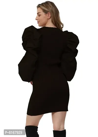 NALAX DESIGNS Women's Bodycon Designer Western Dress | Cotton Lycra |Black (ND-36-BL-M) (Medium)-thumb2