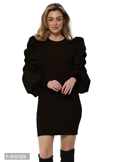 NALAX DESIGNS Women's Bodycon Designer Western Dress | Cotton Lycra |Black (ND-36-BL-M) (Medium)-thumb0