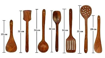 REGIUS 7 PCS Wooden Spoons and Spatula for Cooking, Sleek, Sold and Non-Stick Cookware for Home Use and Kitchen D?cor-thumb2