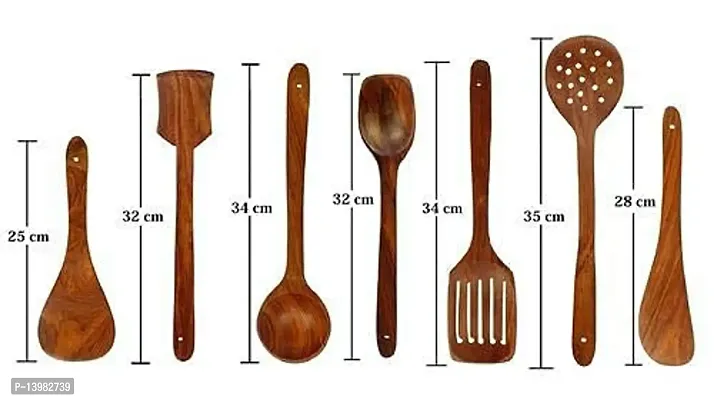 REGIUS 7 PCS Wooden Spoons and Spatula for Cooking, Sleek, Sold and Non-Stick Cookware for Home Use and Kitchen D?cor-thumb3