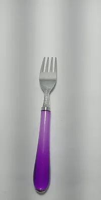 REGIUS 12 Pcs Cutlery Set of Spoon  Fork Stainless Trendy Purple Plastic Handle Home and Kitchen Set of 12 Contains: 6 Spoons, 6 Forks) Color: Purple-thumb3