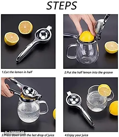 REGIUS Store Stainless Steel Lemon Squeezer, Nimbu Juicer Deluxe,with Chalni (Combo Pack of 2)-thumb2