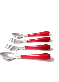 REGIUS 12-Pieces Set of Table Spoon  Fork Stainless Steel with Shiny Red Plastic Handle for Kitchen and Dining Table Spoon and Fork for Lunch Dinner (Set of 12 Spoon  Fork) Pack of 1 Color (Red)-thumb3