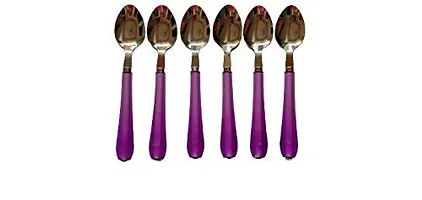 REGIUS 12 Pcs Cutlery Set of Spoon  Fork Stainless Trendy Purple Plastic Handle Home and Kitchen Set of 12 Contains: 6 Spoons, 6 Forks) Color: Purple-thumb2