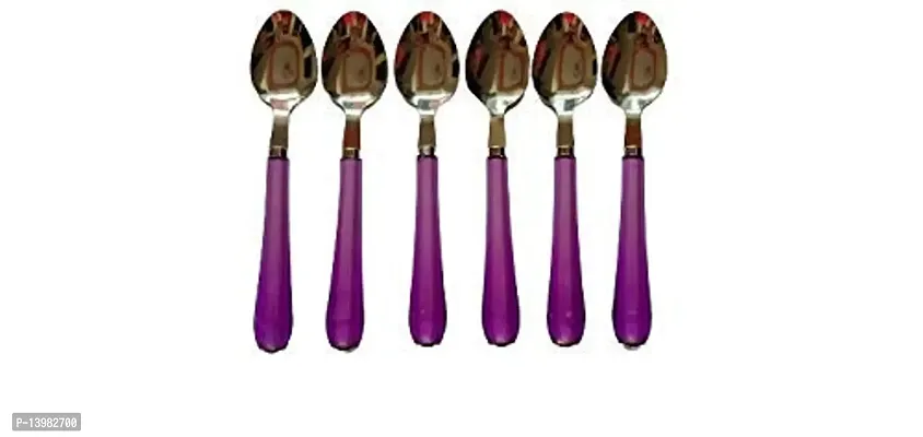 REGIUS 12 Pcs Cutlery Set of Spoon  Fork Stainless Trendy Purple Plastic Handle Home and Kitchen Set of 12 Contains: 6 Spoons, 6 Forks) Color: Purple-thumb3