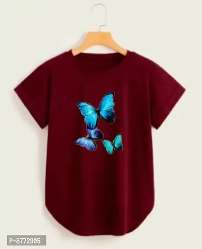 Maroon Butterfly T-Shirt-thumb0