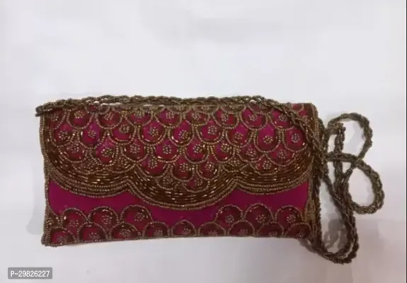 Stylish Beaded Pink Clutch-thumb0