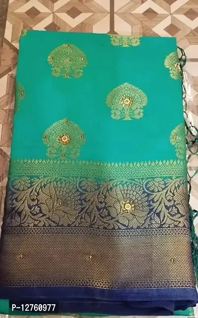 Stylish Cotton Silk Self Pattern Women Saree with Blouse piece-thumb0