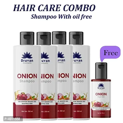 Onion Shampoo - Promotes Hair Growth, Controls Hair Fallnbsp;nbsp;(250 ml) (pack of 4) + onion oil 50 ml free