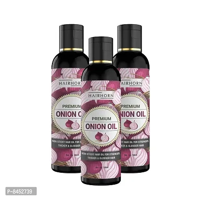 Hairhorn  Result Red Onion Hair Oil- Hair Growth, Thickness, Stimulating Healthy Hair And Hair Regrowth - For Women And Men Hair Oil- 100 ml , Pack Of 3