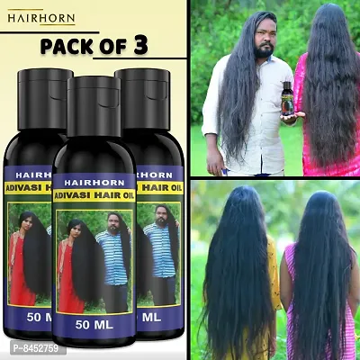 Hairhorn Adivashi Oil All Type Of Hair Problem Herbal Growth Hair Oil Latest Oil- 50 ml, Pack Of 3