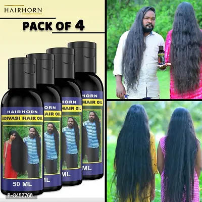 Hairhorn Adivashi Oil All Type Of Hair Problem Herbal Growth Hair Oil Latest Oil- 50 ml, Pack Of 4