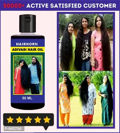 Hairhorn Adivasi Herbal Hair Oil For Hair Growth - Hair Fall Control Hair Oil- 50 ml, Pack Of 3