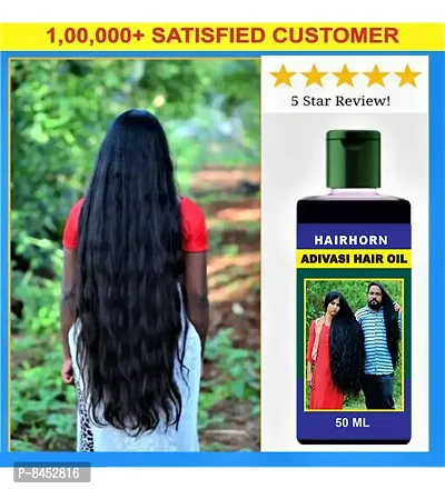 Hairhorn Adivasi Herbal Hair Oil For Hair Regrowth And Hair Fall Control Natural Hair Oil Hair Oil 50 ml, Pack Of 2-thumb0