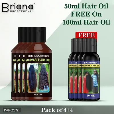 Briana Adivashi Hair Oil Natural Oil 100 ml , Pack Of 4 On Free Adivashi Oil- 50 ml, Pack Of 4-thumb0