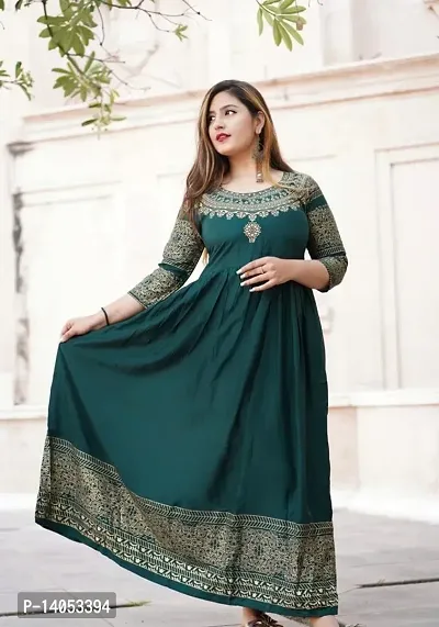 Elegant Green Rayon Kurta For Women-thumb0