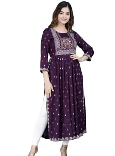 Stylish Cotton A-Line Nayra Cut Printed Kurta