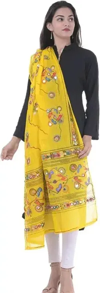 Stylish Yellow Cotton Printed Dupattas For Women-thumb3