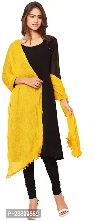 Stylish Yellow Cotton Blend Solid Dupattas For Women-thumb0