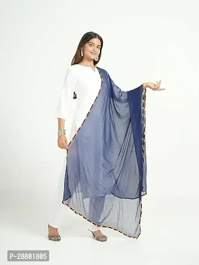 Elite Blue Cotton Solid Dupattas For Women