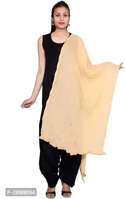 Stylish Beige Cotton Blend Solid Dupattas For Women