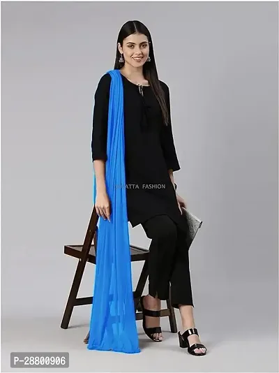 Stylish Blue Cotton Solid Dupattas For Women-thumb2