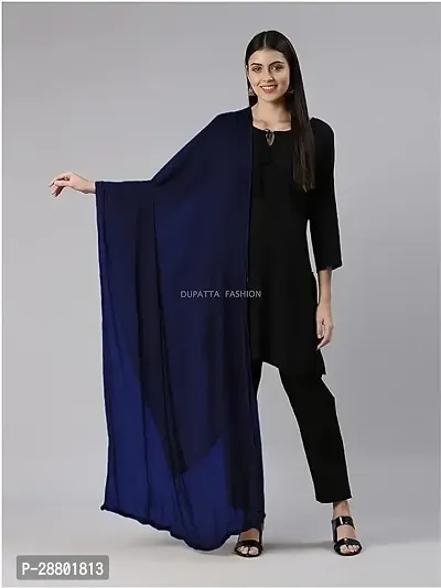 Elite Navy Blue Cotton Solid Dupattas For Women-thumb0