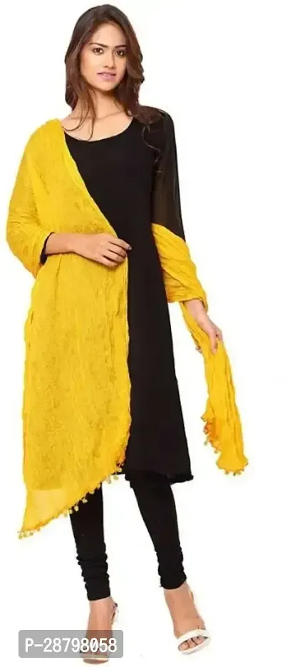 Elite Yellow Cotton Blend Solid Dupattas For Women