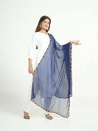 Elite Blue Cotton Solid Dupattas For Women-thumb2