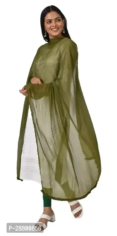 Stylish Olive Cotton Solid Dupattas For Women-thumb0