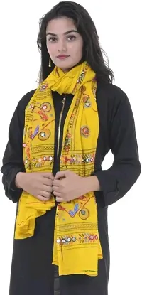 Stylish Yellow Cotton Printed Dupattas For Women-thumb1