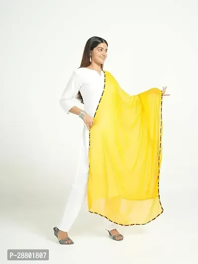 Elite Yellow Cotton Solid Dupattas For Women-thumb2