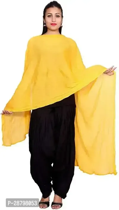 Elite Yellow Cotton Blend Solid Dupattas For Women