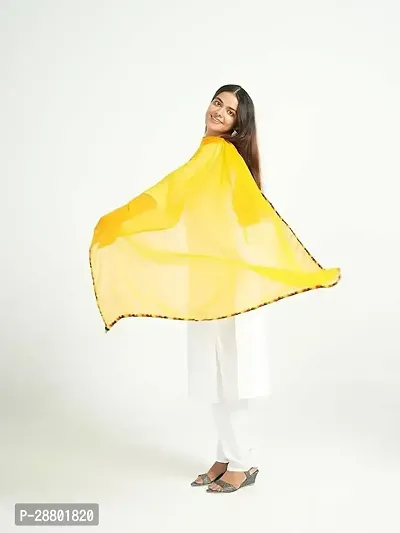 Elite Yellow Cotton Solid Dupattas For Women-thumb2