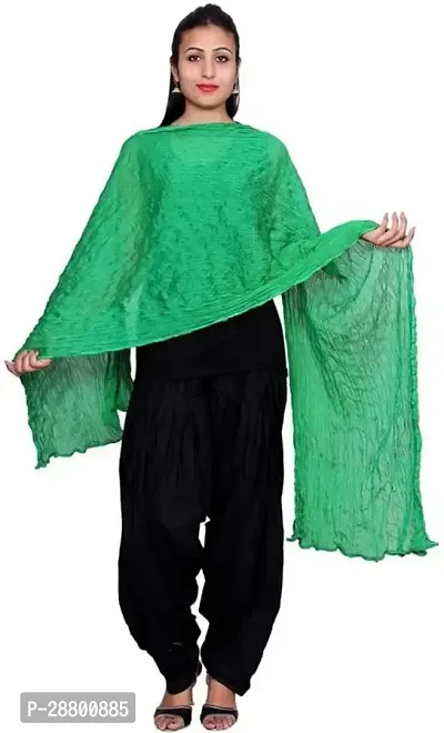 Stylish Green Cotton Blend Solid Dupattas For Women-thumb0