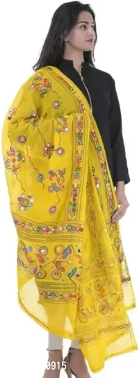 Stylish Yellow Cotton Printed Dupattas For Women-thumb0