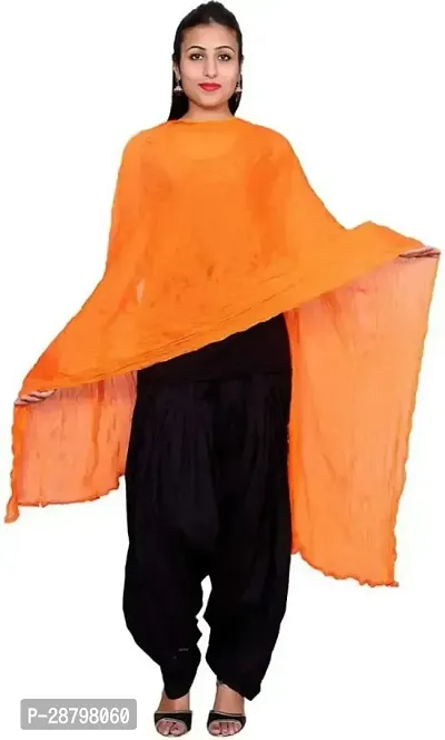 Elite Orange Cotton Blend Solid Dupattas For Women-thumb0