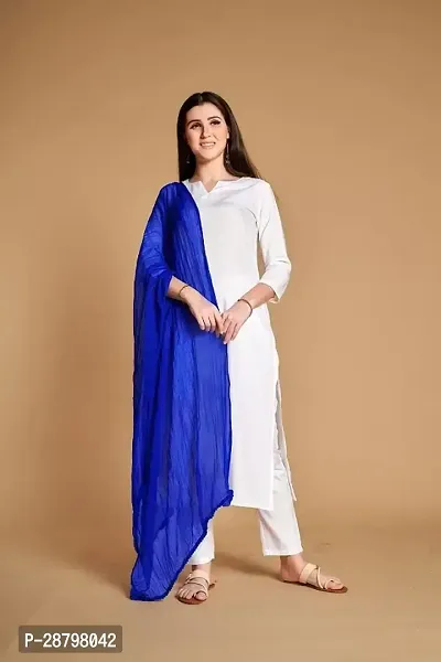 Elite Blue Cotton Blend Solid Dupattas For Women-thumb0