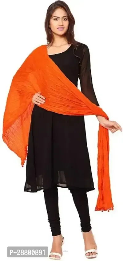 Stylish Orange Cotton Blend Solid Dupattas For Women-thumb0