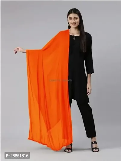 Elite Orange Cotton Solid Dupattas For Women-thumb0